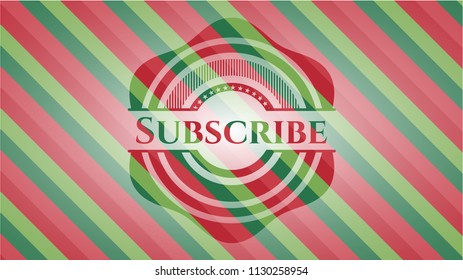 Subscribe christmas emblem background.