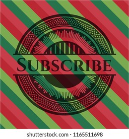 Subscribe christmas emblem background.