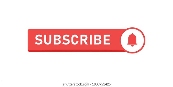 Subscribe click button with bell icon. Video social media platform.