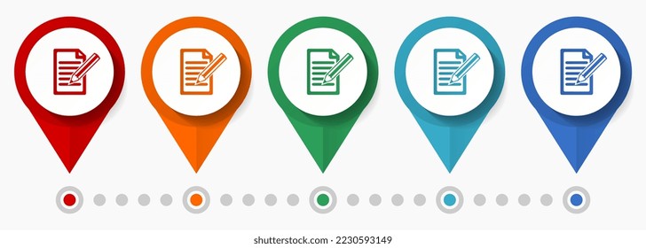 Subscribe, contract, deal concept vector icon set, flat design pointers, infographic template