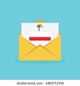 Subscribe to email, online news, letters and mailboxes with blue background flat design vector illustration