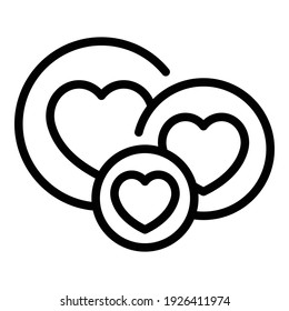 Subscribe hearts icon. Outline subscribe hearts vector icon for web design isolated on white background