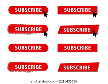 Subscribe icon with eight different shapes. vector illustration. creative subscribe icon design for web, you tube, social media, and others.