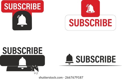 colección de conjunto de iconos de Suscribirse para canal en línea