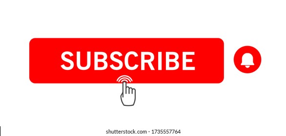 Subscribe icon shape sign. Red button subscribe to channel, blog. Social media logo symbol. Vector illustration image. Isolated on white background.