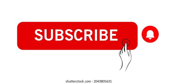 Subscribe icon shape sign. Red button subscribe to channel, blog. Social media logo symbol. Vector illustration image. Isolated on white background.