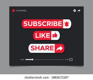 Subscribe, like, share icon modern design template