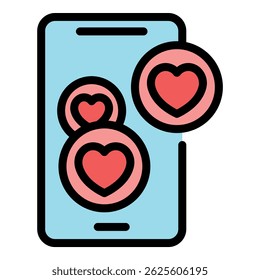 Subscribe likes icon. Outline subscribe likes vector icon color flat isolated