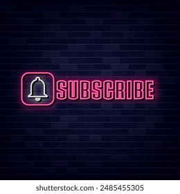 Abonnieren Neon, Text-Vektorgrafik, Neon-Zeichen-Symbol, Licht-Banner, Lichtkunst.