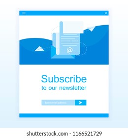 Subscribe to newsletter concept. Open message with the document. Paper airplanes icon. Modern flat style vector illustration.