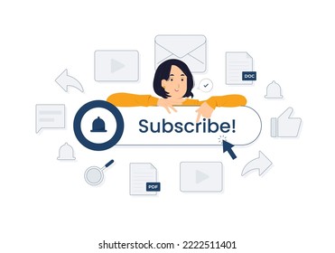 Subscribe to newsletter Reminder push notification concept illustration