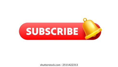 Subscribe now, bell notification for new content. Vector illustration