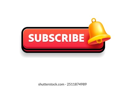 Subscribe now, bell notification for new content. Vector illustration