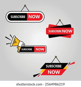 Subscribe Now Button Set Vector Illustration