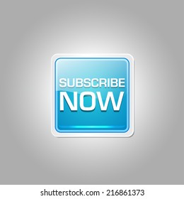 Subscribe Now Glossy Shiny Square Vector Button