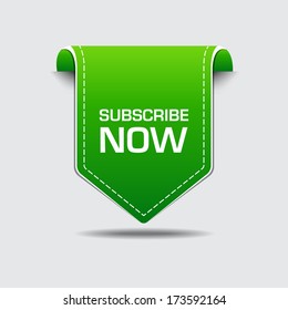 Subscribe Now Green Label Vector Design
