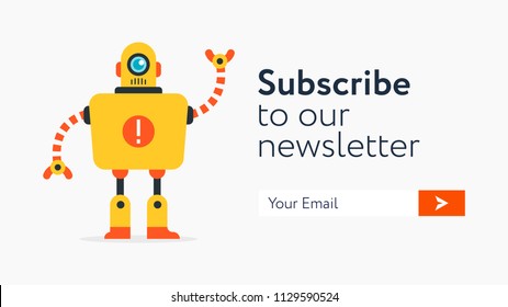 Subscribe Now For Our Newsletter (Flat Style Vector Illustration UI UX Design) with Text Box and Subscribe Button Template