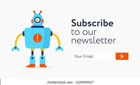 Subscribe Now For Our Newsletter (Flat Style Vector Illustration UI UX Design) with Text Box and Subscribe Button Template