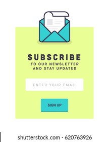 Subscribe Now For Our Newsletter (Flat Style Vector Illustration UI UX Design) with Text Box and Subscribe Button Template