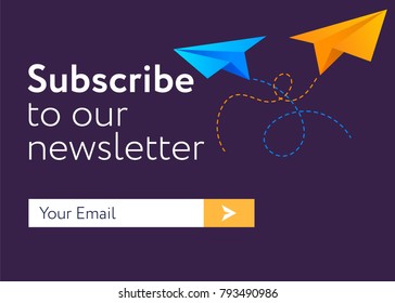 Subscribe Now For Our Newsletter (Flat Style Vector Illustration UI UX Design) with Text Box and Subscribe Button Template