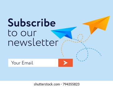 Subscribe Now For Our Newsletter (Flat Style Vector Illustration UI UX Design) with Text Box and Subscribe Button Template svg