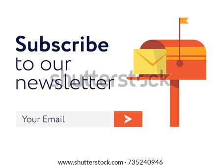 Subscribe Now For Our Newsletter (Flat Style Vector Illustration UI UX Design) with Text Box and Subscribe Button Template