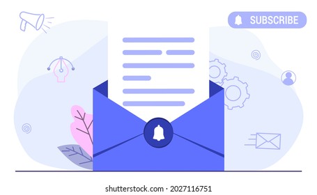 Subscribe Now Our Newsletter Vector Illustration With Tiny People Working Envelope Email Subscribe Concept Email Marketing System News Webpage  Information About Events Activities Company Information