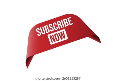 Subscribe now red ribbon label banner.