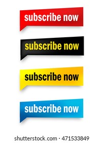 Subscribe Now Web Button Collection Isolated On White