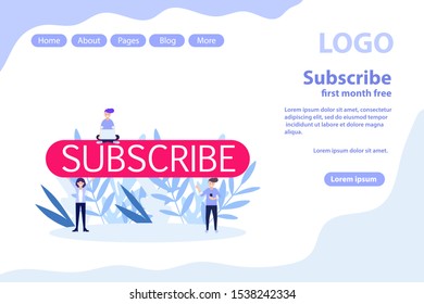 Subscribe now web page.Flat vector illustration isolated on white background. Can use for web banner, infographics, web page.