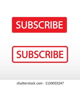 Subscribe on channel. Red button sign in social media. Vector illustration.