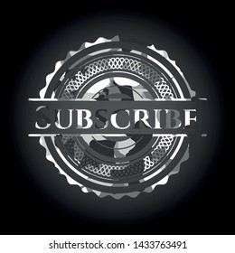 Subscribe on grey camouflage texture