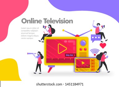 Subscribe online streaming television video Illustration Concept. Modern flat design concept for Landing page website, mobile apps ui, banner poster, flyer brochure, web print document. Vector EPS 10