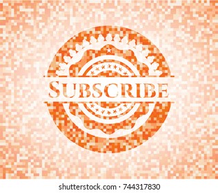 Subscribe orange mosaic emblem with background