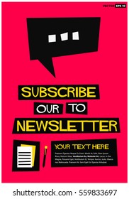 Subscribe To Our Newsletter! (Flat Style Vector Illustration Post Design) with Text Box Template