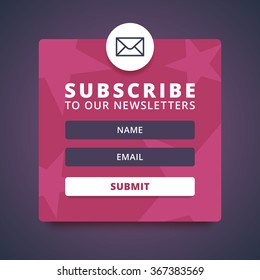 Subscribe To Our Newsletter Form. Sign Up Form With Envelope, Email Sign. Vector Illustration.
