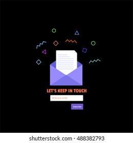 Subscribe to our newsletter form. Vector illustration. Subscribe form