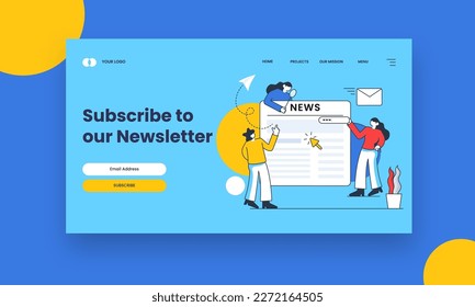 Subscribe To Our Newsletter Hero Banner or Landing Page Design For Advertising.