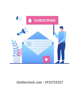 Subscribe to our newsletter illustration concept. Illustration for websites, landing pages, mobile applications, posters and banners