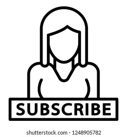 Subscribe people icon. Outline subscribe people vector icon for web design isolated on white background