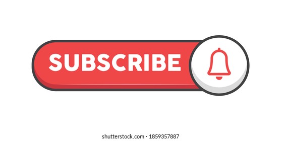 Abonnieren Sie die rote Schaltfläche mit dem Glockensymbol. Mitgliedschaft in sozialen Netzwerken. Flaches Vektordesign.