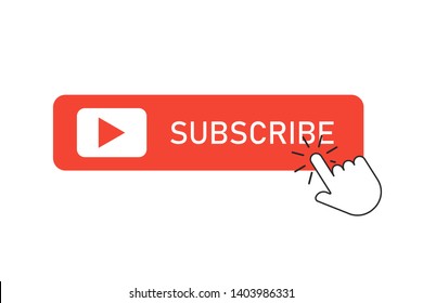 Subscribe red button click cursor or pointer. Subscribing illustration. EPS 10