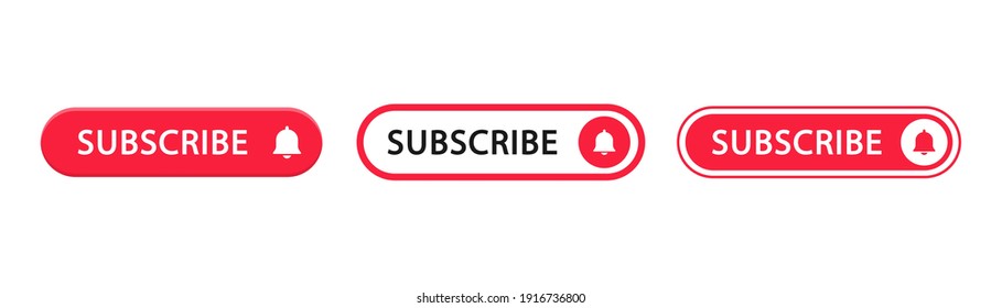 Subscribe red button. Subscribe to video channel. Web button for promotion and marketing. Vector illustration.