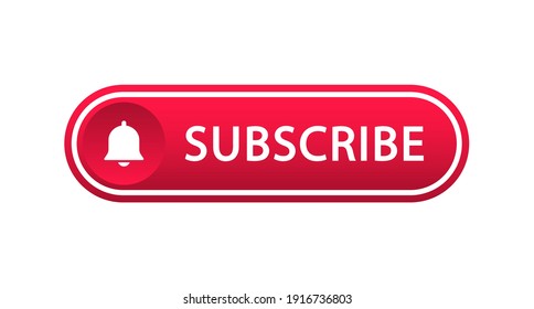 Subscribe red button. Subscribe to video channel. Web button for promotion and marketing. Vector illustration.