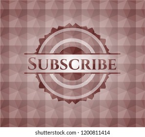 Subscribe red seamless badge with geometric pattern.