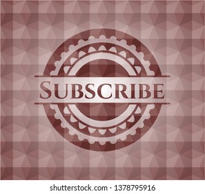 Subscribe red seamless polygonal badge.