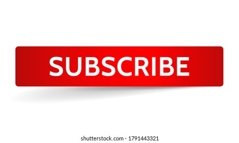 Subscribe red tag, label ,icon. Button banner cover. User interface element. Vector isolated symbol illustration
