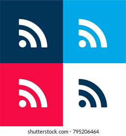 Subscribe rss button four color material and minimal icon logo set in red and blue