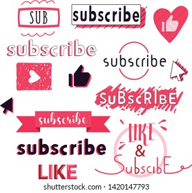 Subscribe set background vector illustration hand draw desind 