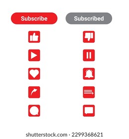 Subscribe set button for social media, A set of subscribe button vector illustration